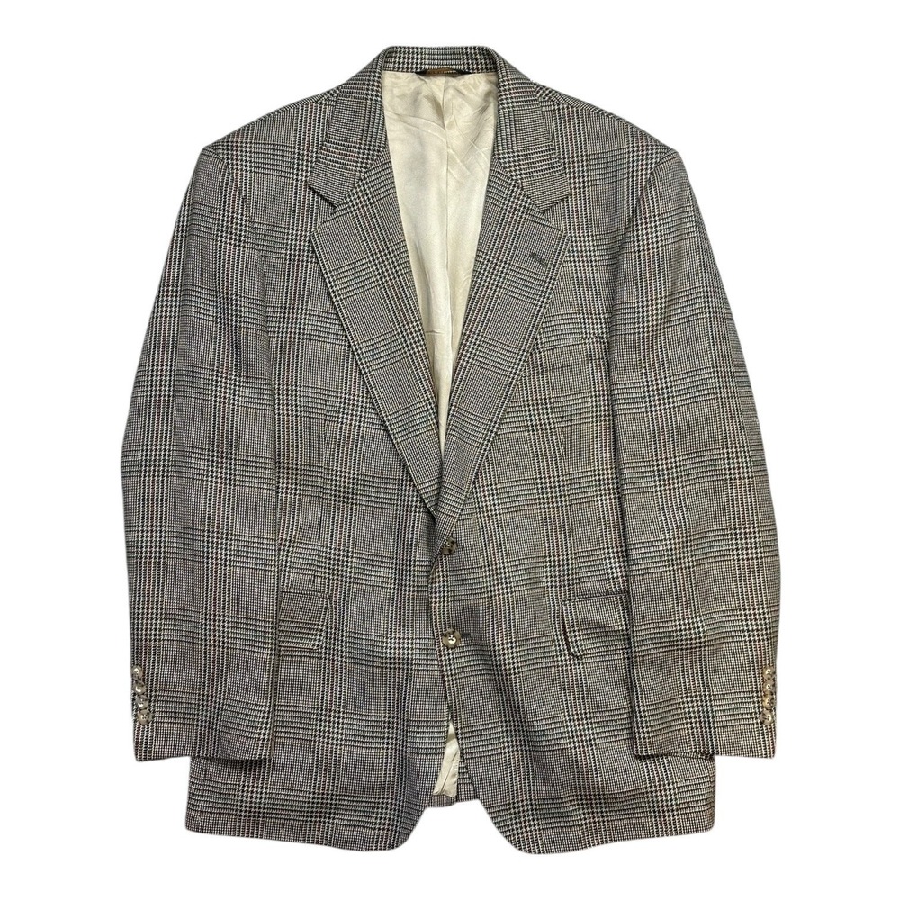 LaCrosse Men's Sport‎ Coat Blazer Plaid Check Pattern Brown Tan Size 42R